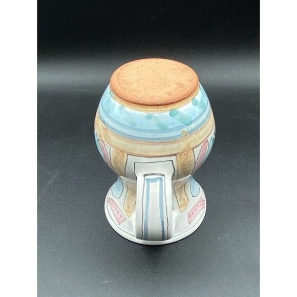 Vivian Jehn Redware Pottery 5” Pitcher Mackenzie Childs Style Pastel Colors - Picture 6 of 12